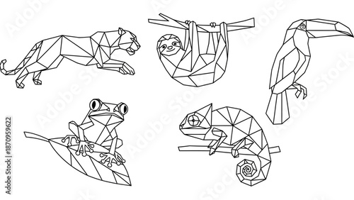 Geometric Jungle Animals Collection - Polygonal Art Style