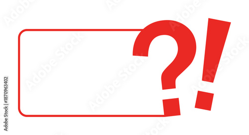 Blank red border with question exclamation marks.