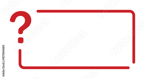 Red question mark in rectangular frame on white background.
