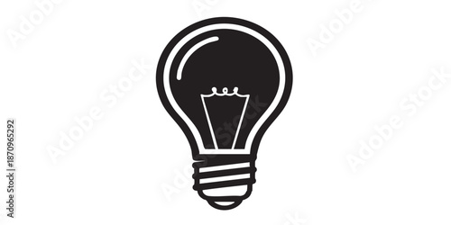 Light bulb vector icon, idea and light symbol, creativity and innovation concept, black outline and filled style, isolated on transparent background, minimalist vector design for UI, web, and print.Li