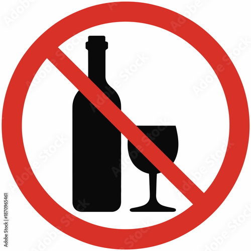 No alcohol sign featuring prohibition symbol
