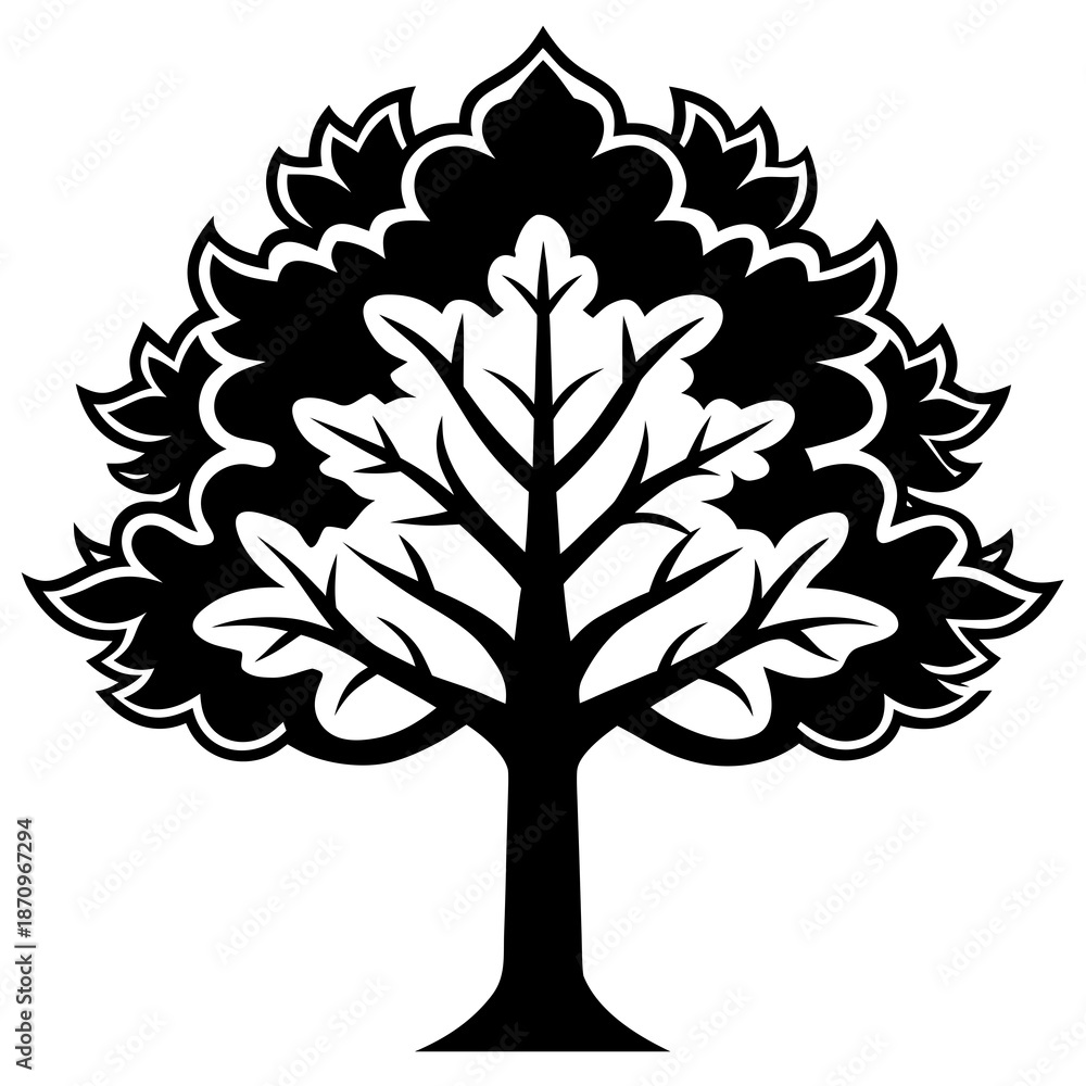 Obraz premium Intricate black and white tree silhouette Vector