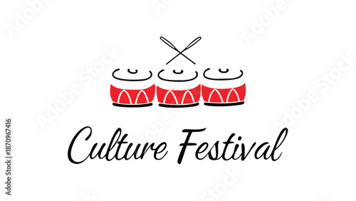 Vibrant culture festival logo with drum set