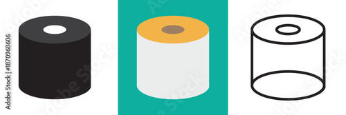 Toilet paper icon. Toilet tissue paper roll icon. Symbols for hygiene, household, and bathroom products