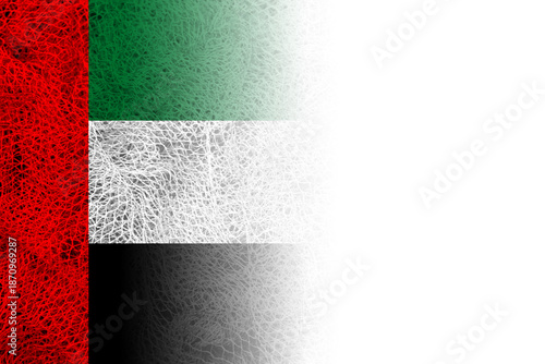 White background with United Arab Emirates flag on fishing net