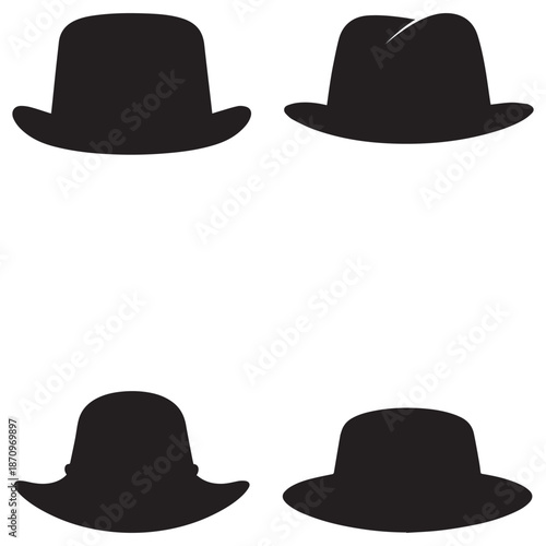 Cowboy hat icon set man . black vector old collection design.