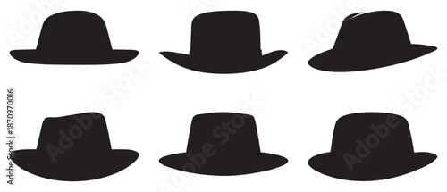 Cowboy hat icon set man . black vector old collection design.