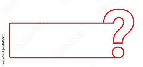 Red question mark frame with blank space for text or image.