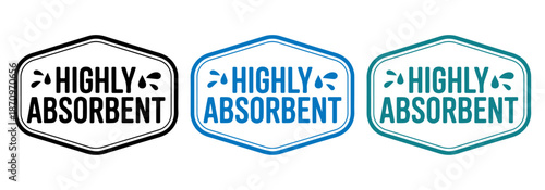 Highly Absorbent badge set, Highly Absorbent label set, Highly Absorbent logo set