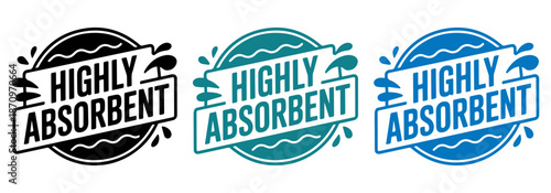 Highly Absorbent badge set, Highly Absorbent label set, Highly Absorbent logo set