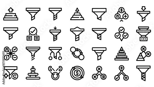 Collection of Funnel Icons in Various Designs.