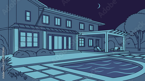 Historic European town square architecture featuring ancient building facades under a dark city night sky