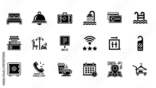 Collection of Hotel and Travel Icons.