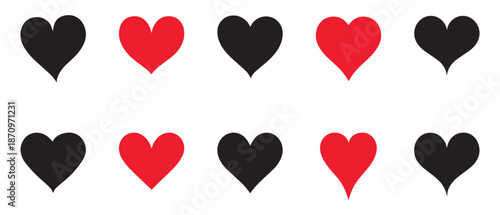 Set of hearts love on a white background. Vector illustration in flat style.