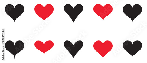 Set of hearts love on a white background. Vector illustration in flat style.