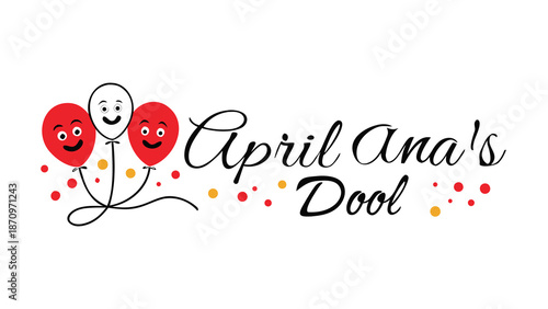 Colorful balloons with smiling faces and text