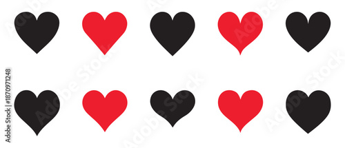 Set of hearts love on a white background. Vector illustration in flat style.