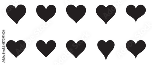 Set of hearts love on a white background. Vector illustration in flat style.
