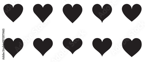 Set of hearts love on a white background. Vector illustration in flat style.