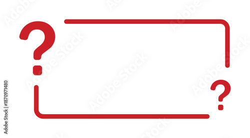 Red question mark frame with border elements.