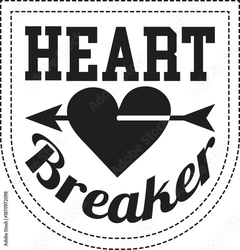 Heart breaker emblem with a bold pierced heart and arrow for playful or rebellious designs