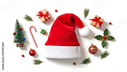 Wallpaper Mural Santa Hat Surrounded by Christmas Decorations. Torontodigital.ca