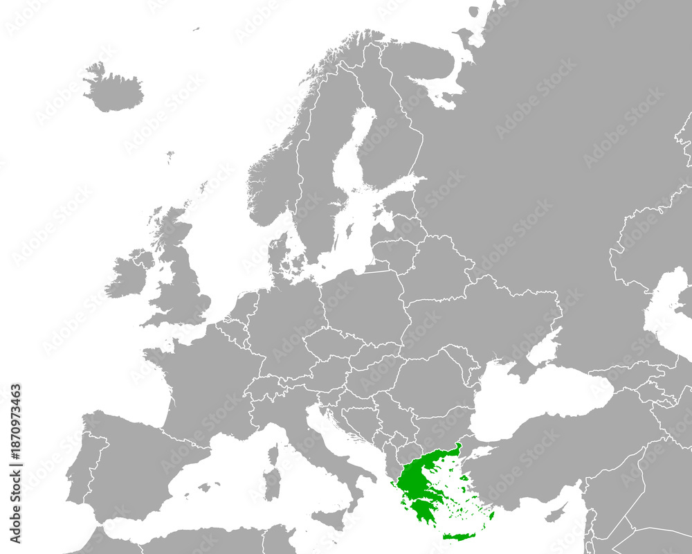 Obraz premium Karte von Griechenland in Europa