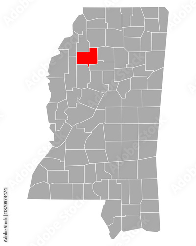 Karte von Tallahatchie in Mississippi