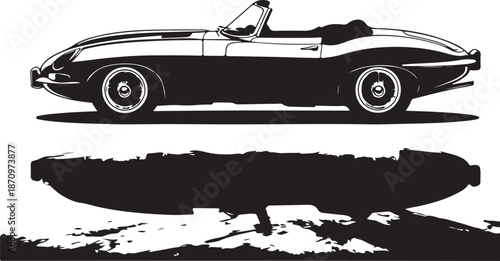 Classic Vintage Convertible Car Silhouette

Retro Sports Car Black and White Illustration

Elegant Classic Roadster Vector Art