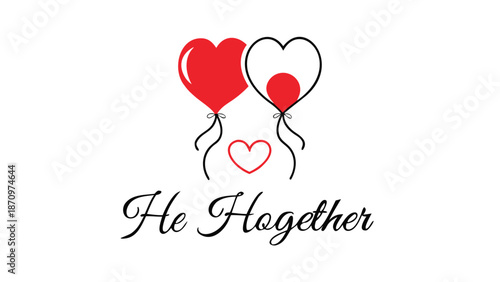 Heart shaped balloons and sweet togetherness concept