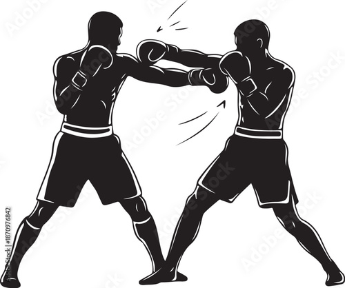 Boxers Engaged in Intense Match with Gloves On