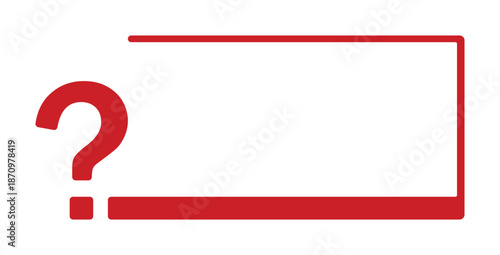 Red question mark with horizontal line on white background.