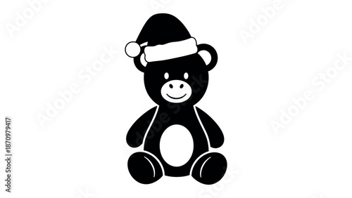 Black teddy bear wearing a Santa hat stuffed animal