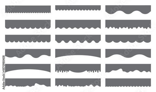 Wave icon. Set of wavy zigzag lines. Wave ornament pattern isolated on white background. Wave and zigzag horizontal lines. Curved lines zigzag. Curvy and jagged decorative borders isolated