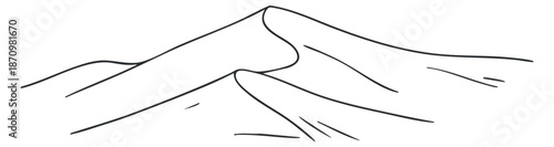 A minimalist outline illustration of mountains and hills in a clean vector style, perfect for outdoor adventure themes