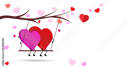 couple preparing wedding. card or banner Valentine day. Two loving hearts couple. Valentine couple. Cute characters of lovers. Vector illustration.