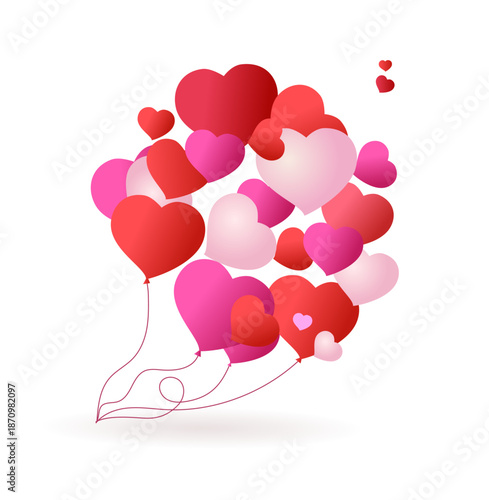 heart. a love.  a postcard or banner for Valentine's Day. A pair of loving hearts. garlands of balloons. the couple is preparing for the wedding.  Vector illustration.