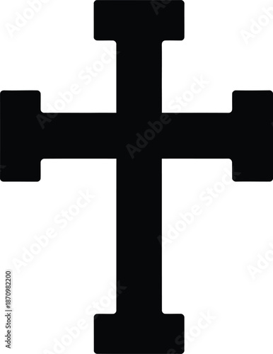 Black cross symbol isolated on white background minimalist design vector