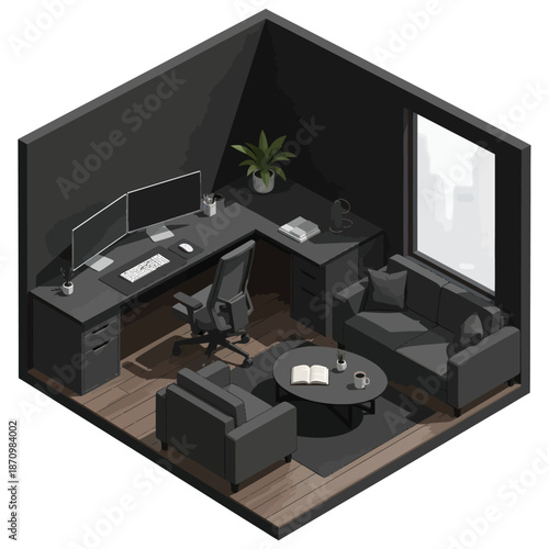 Modern Minimalist Office Interior Design Concept.