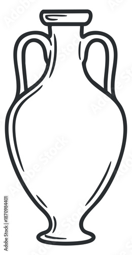 An elegant amphora vase in a simple outline vector style, ideal for decorative purposes and art projects