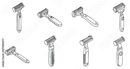 A set of paint rollers in black and white outline vector style, suitable for home improvement and DIY projects