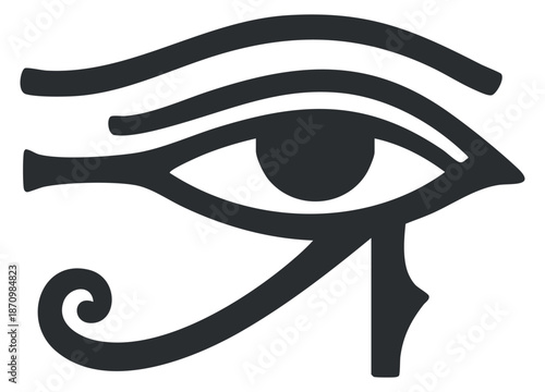 An ancient Egyptian Eye of Horus symbol in black vector style, perfect for cultural and mystical designs