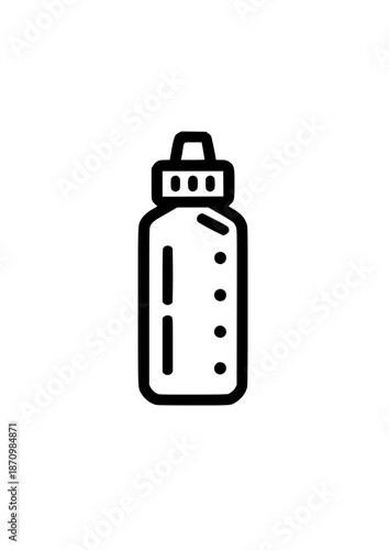 Outline of a water bottle on a light background for hydration and fitness purposes