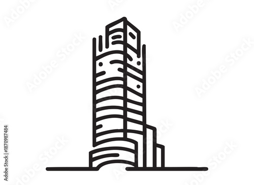 High rise building sketch. Line art, doodles