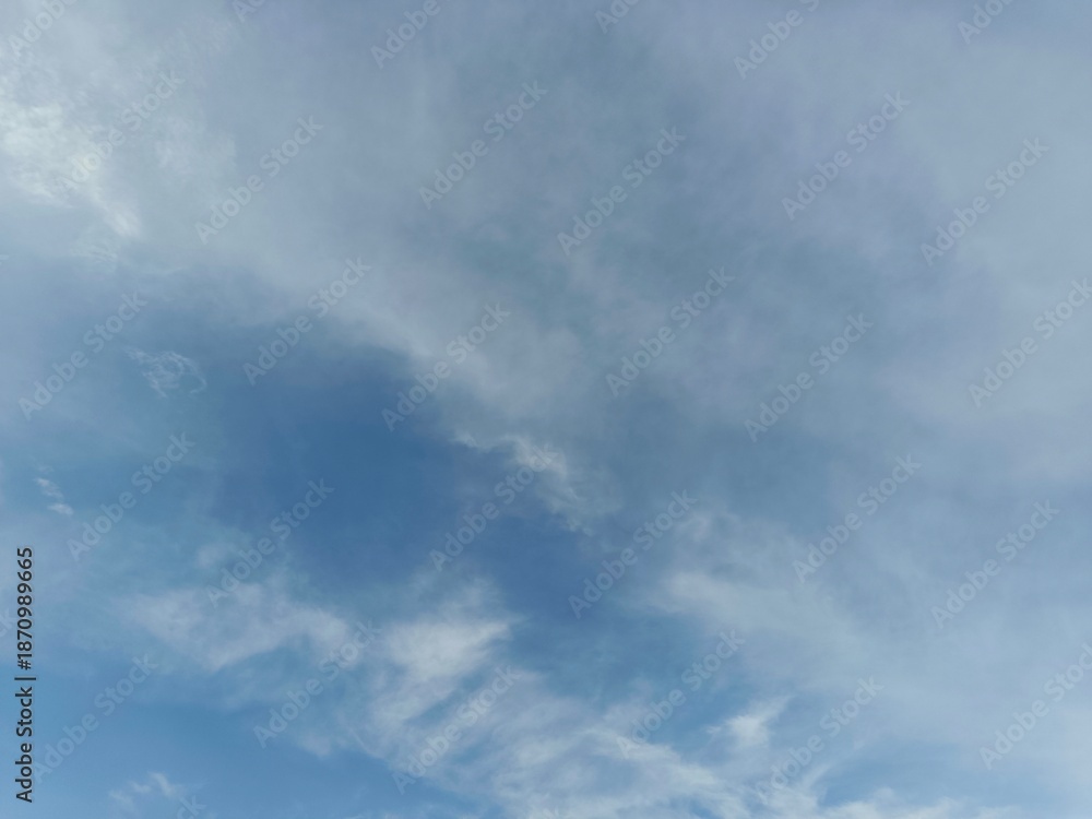 Fototapeta premium Bright Blue Sky with Soft White Clouds and Natural Cloudscape