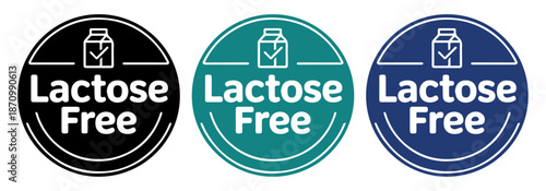 Lactose Free badge set, Lactose Free label set, Lactose Free logo set