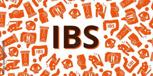 Irritable Bowel Syndrome (IBS) Symptoms and Digestive Disorders Background - Abdominal Pain, Bloating, Diarrhea and Constipation.