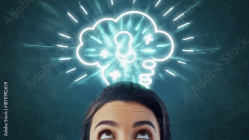 Woman with cloud concept above head