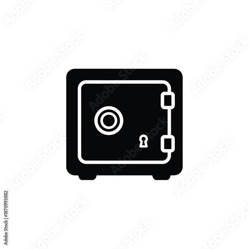 Black safe icon with white outline on a plain background