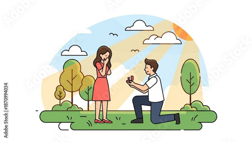 Man Proposing to Woman in the Park during Sunny Day
